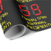 Papier Cadeau 59e anniversaire : Rouge Digital Clock Style "59" (Coin rond)