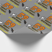 Papier Cadeau 59e anniversaire : Thème d'Halloween Éffrayant, No (Coin)