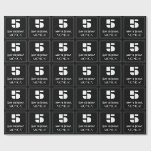 Papier Cadeau 5e anniversaire : Art Déco Inspiré Look "5" & Nom