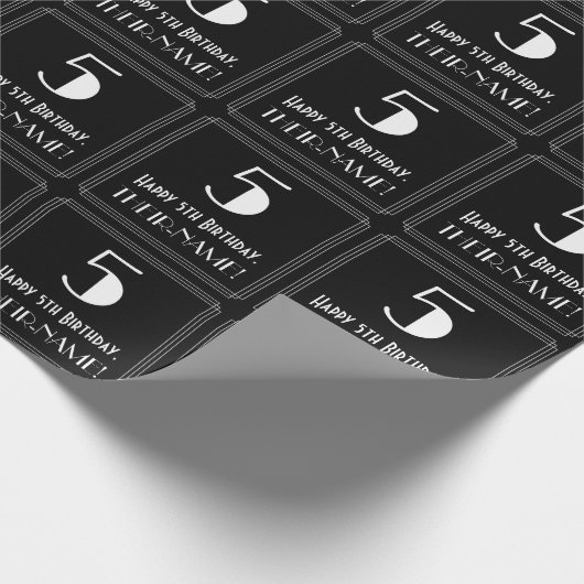 Papier Cadeau 5e anniversaire - Art Déco Inspiré Look "5", Nom (Coin)