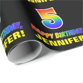 Papier Cadeau 5e anniversaire : Bold, amusant, simple, arc-en-ci (Coin rond)