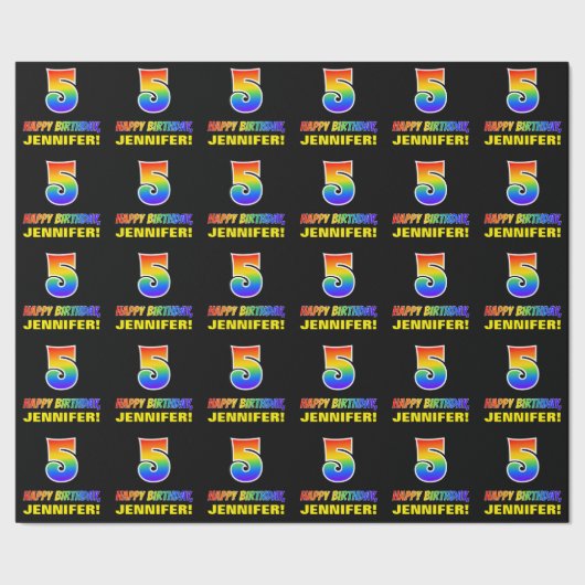 Papier Cadeau 5e anniversaire : Bold, amusant, simple, arc-en-ci (Couture)