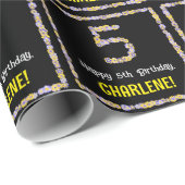 Papier Cadeau 5e anniversaire : Floral Flowers Numéro, Nom perso (Coin rond)