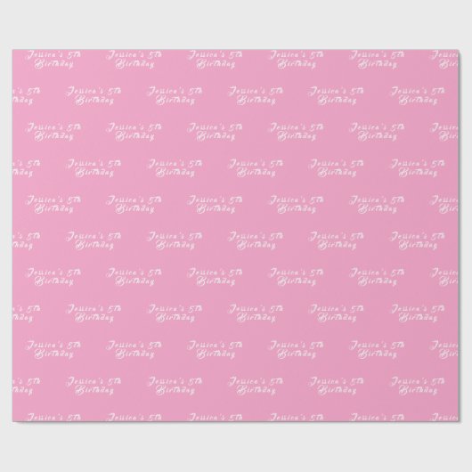 Papier Cadeau 5e anniversaire mignon fille rose simple fille mod (Plat)