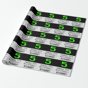 Papier Cadeau 5e anniversaire - Nerdy / Geeky Style "5" et nom