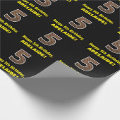 Papier Cadeau 5e anniversaire : Nom et Faux Motif de grains de b (Coin)