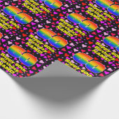 Papier Cadeau 60e anniversaire : Amour Hearts Motif, Arc-en-ciel (Coin)