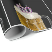 Papier Cadeau 60e Anniversaire Beer Mug Avec Bougies (Coin rond)