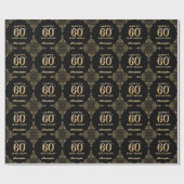 Papier Cadeau 60e anniversaire Black and Gold Parties scintillan (Plat)