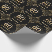 Papier Cadeau 60e anniversaire Black and Gold Parties scintillan (Coin)