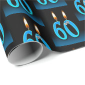 Papier Cadeau 60e anniversaire bougies avec boules d'yeux (Coin rond)