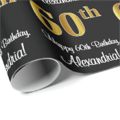 Papier Cadeau 60e anniversaire : Elégant Luxueux Faux Gold Look  (Coin rond)