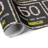 Papier Cadeau 60e anniversaire : Floral Flowers Numéro, Nom pers (Coin rond)