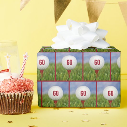 Papier Cadeau 60e anniversaire Golf Ball (Fête d'anniversaire)