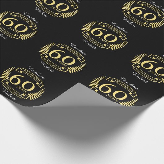 Papier Cadeau 60e ANNIVERSAIRE Mariage en diamant jaune (Coin)