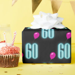 Papier Cadeau 60e anniversaire Neon signe avec ballon