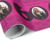 Papier Cadeau 60e anniversaire photo damask emballage rose chaud (Coin rond)