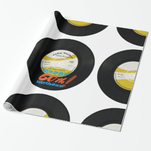 Papier Cadeau 60e anniversaire Retro Vinyl Record 45 RPM Nom WP