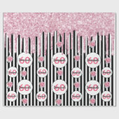 Papier Cadeau 60e anniversaire rose parties scintillant noir bla (Plat)