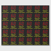 Papier Cadeau 60e anniversaire : Rouge Digital Horloge Style "60 (Plat)