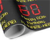 Papier Cadeau 60e anniversaire : Rouge Digital Horloge Style "60 (Coin rond)