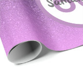 Papier Cadeau 60e anniversaire violet rose parties scintillant n (Coin rond)