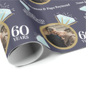 Papier Cadeau 60e bague anniversaire mariage diamant photo perso (Coin rond)