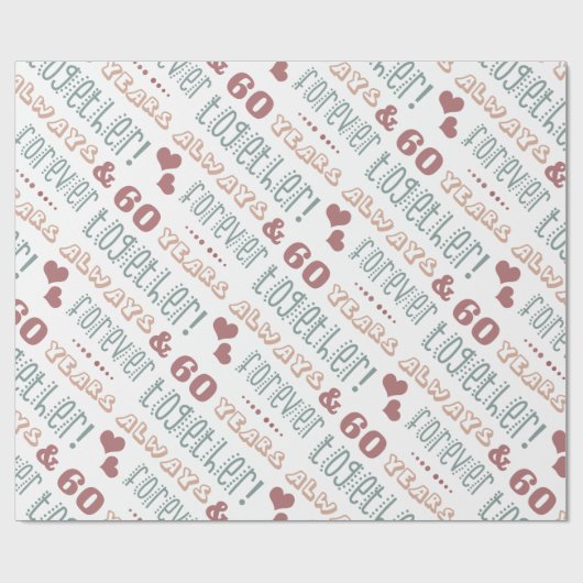 Papier Cadeau 60ème anniversaire de Mariage mignon (Plat)