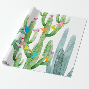 Papier Cadeau 60lb Papier à envelopper Rouleau Boho Llama Cactus