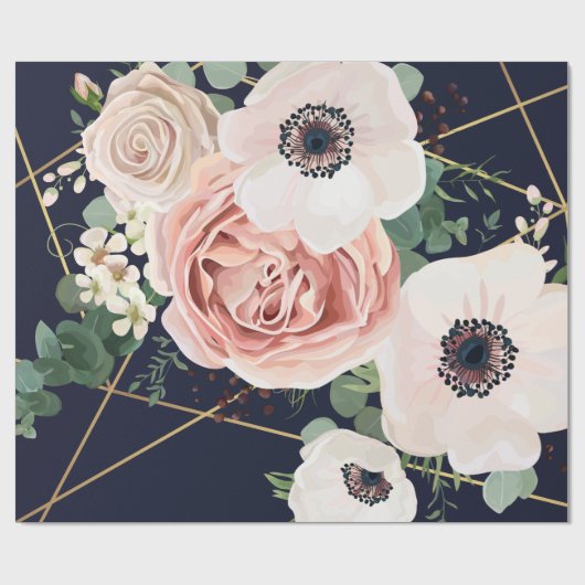 Papier Cadeau 60lb Papier à envelopper Rouleau Jardin géométriqu (Plat)