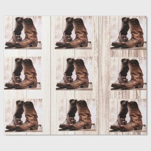 Papier Cadeau 60lb Wrapping Papier Rouleau bottes pays rustique (Plat)