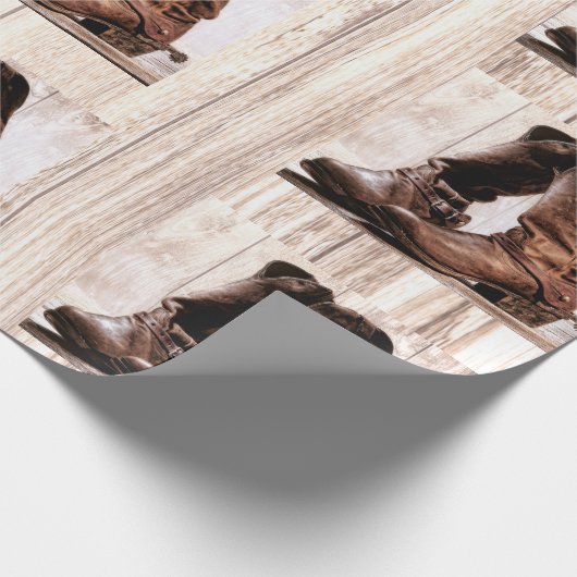 Papier Cadeau 60lb Wrapping Papier Rouleau bottes pays rustique (Coin)