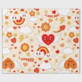 Papier Cadeau 60s super pop art valentine rainbow nuage ange (Plat)