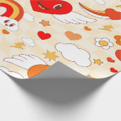 Papier Cadeau 60s super pop art valentine rainbow nuage ange (Coin)