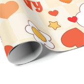 Papier Cadeau 60s super pop art valentine rainbow nuage ange (Coin rond)