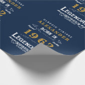 Papier Cadeau 60th Birthday 1962 Blue Gold Ajouter Nom Légendair (Coin)