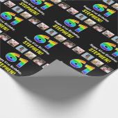 Papier Cadeau 61e anniversaire : Arc-en-ciel "61"; photos et nom (Coin)