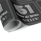 Papier Cadeau 61e anniversaire : Art Déco Inspiré Look "61" avec (Coin rond)
