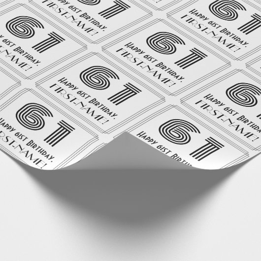 Papier Cadeau 61e anniversaire : Art Déco Style inspiré "61" + N (Coin)