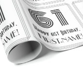Papier Cadeau 61e anniversaire : Art Déco Style inspiré "61" + N (Coin rond)