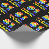 Papier Cadeau 61e anniversaire : Bold, amusant, simple, arc-en-c (Coin)