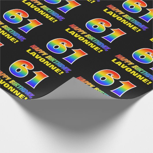 Papier Cadeau 61e anniversaire : Bold, amusant, simple, arc-en-c (Coin)