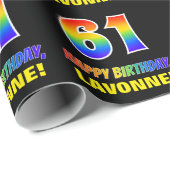 Papier Cadeau 61e anniversaire : Bold, amusant, simple, arc-en-c (Coin rond)