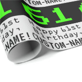 Papier Cadeau 61e anniversaire - Nerdy / Geeky Style "61" et nom (Coin rond)