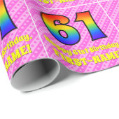 Papier Cadeau 61e anniversaire : Pink Stripes & Hearts, Arc en c (Coin rond)