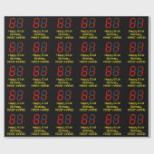 Papier Cadeau 61e anniversaire : Rouge Digital Horloge Style "61 (Plat)