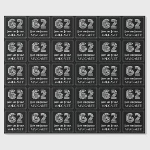 Papier Cadeau 62e anniversaire : Art Déco Inspiré Look "62" avec