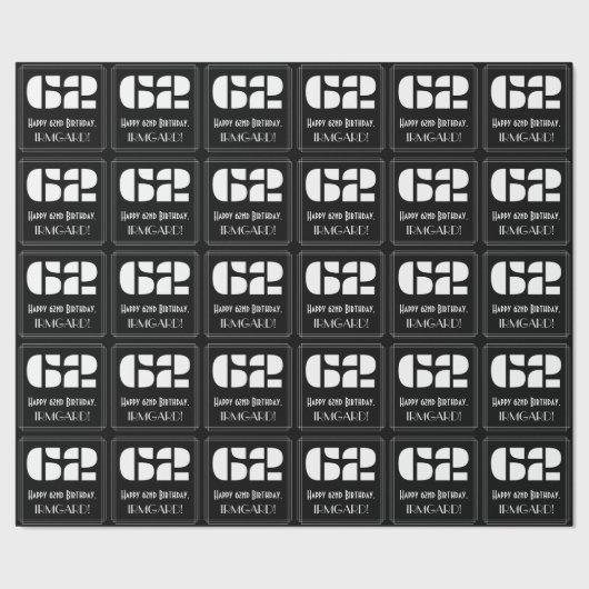 Papier Cadeau 62e anniversaire : Art Déco Inspiré Look "62" & No (Couture)