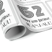 Papier Cadeau 62e anniversaire : Art Déco Style inspiré "62" + N (Coin rond)