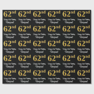 Papier Cadeau 62e anniversaire : Elégant luxe Faux Gold Look #